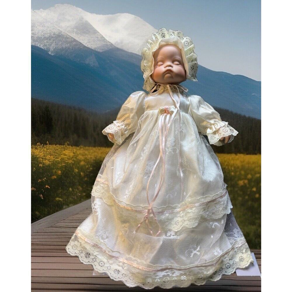 j.Misa Collection Porcelain Infant Dolls 11.5” Bald W/Bonnet Limited 1-5000